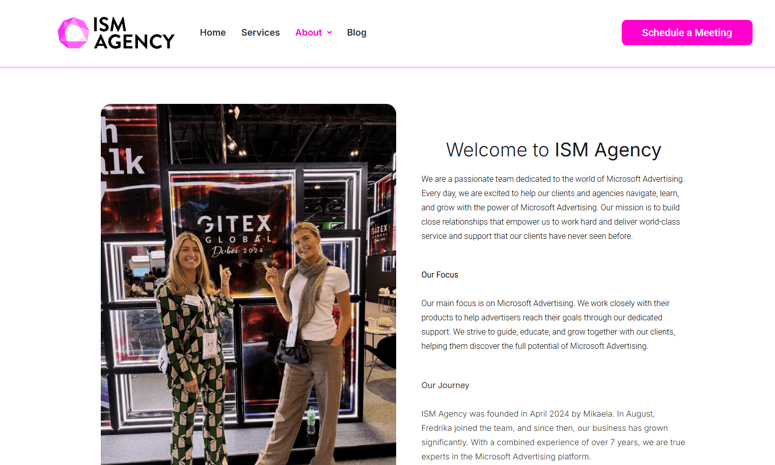 ISM Agency Services page with pricing table