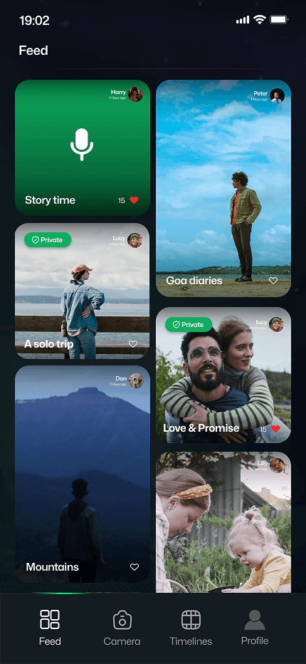 Lifestory feed with mixed memory types