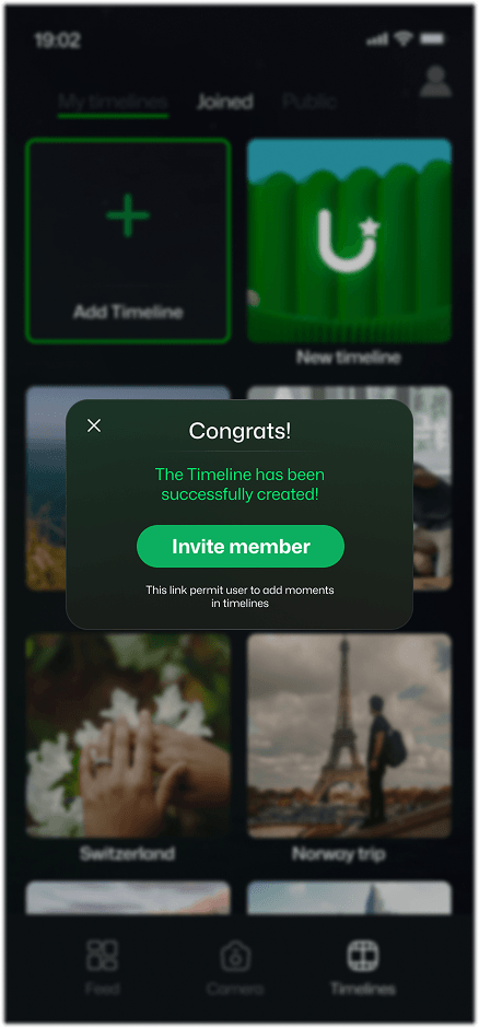 Lifestory timeline created confirmation