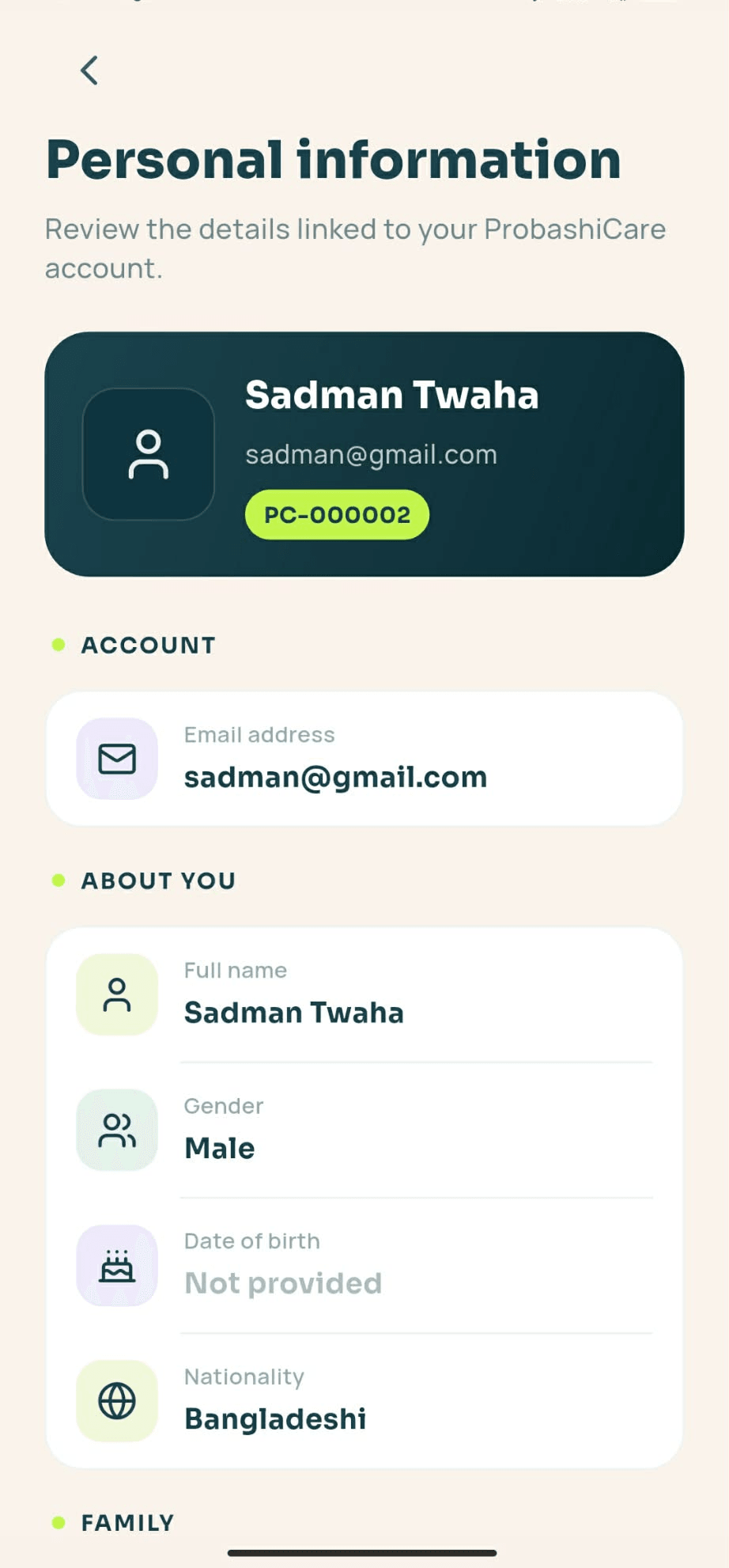 Personal information