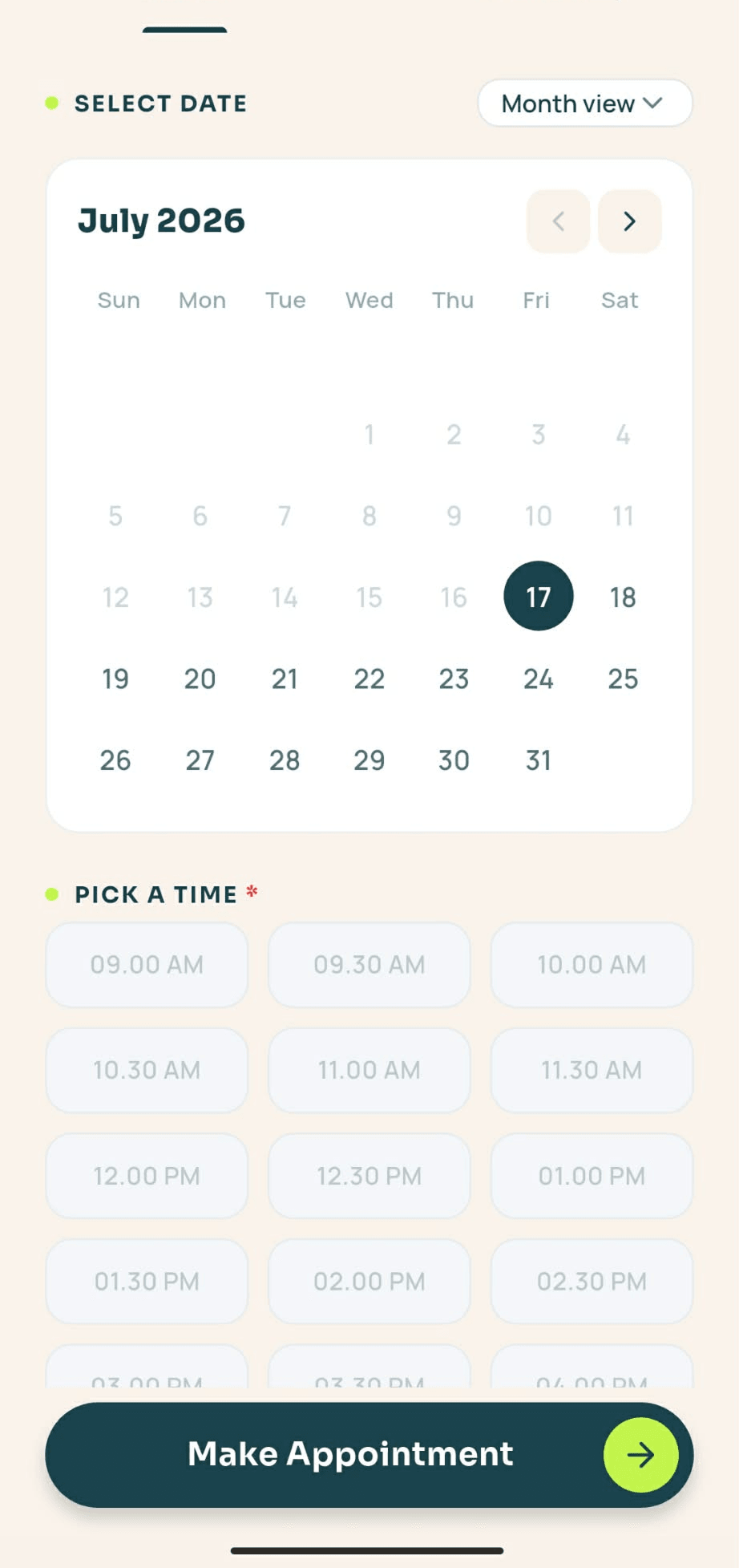 Pick a date & time